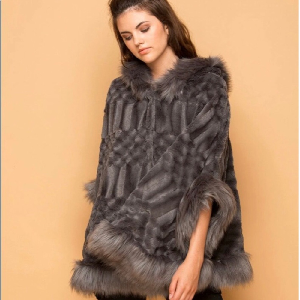 Lana Faux Fur Hooded Cape